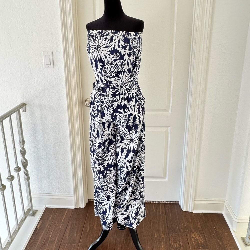 Lilly Pulitzer Sz XS Navy Blue in the Groove Farrah Jumpsuit